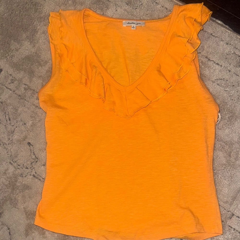 Orange Ruffled Sleeveless Top